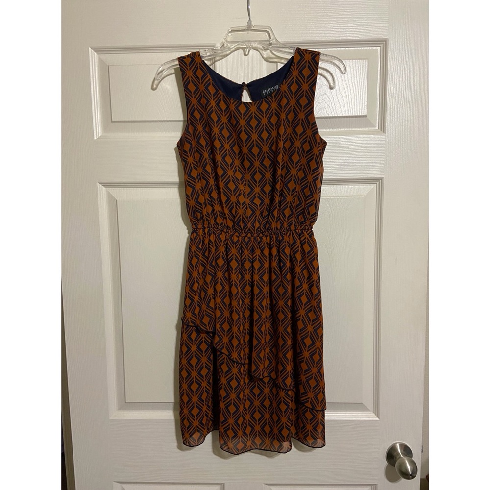 Enfocus Studio Sleeveless Orange/Navy Dress